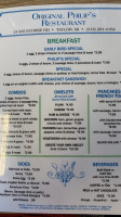 Original Philip's menu