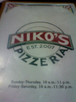 Niko's Pizzeria menu