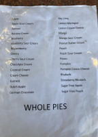 Heidi's Pies menu