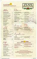 Zia's Caffe menu