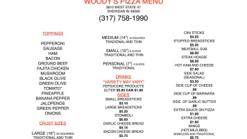 Woody's Pizza menu