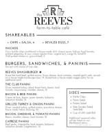 Reeves Theater Cafe menu