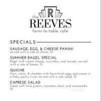 Reeves Theater Cafe menu