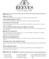 Reeves Theater Cafe menu