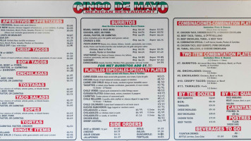 Cinco De Mayo menu