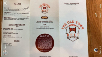 The Old Town Deli Temecula menu