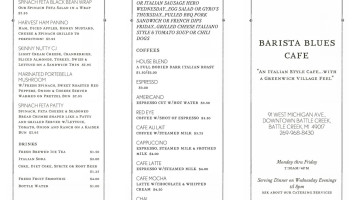 Barista Blues Cafe menu