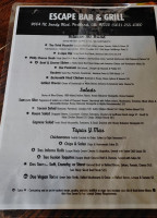 Escape Grill menu