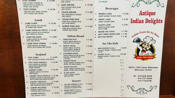 Antique Indian Restaurant Bar Grills menu