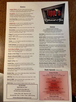 Tippy's Restaurant Bar menu