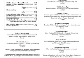 Burnam's Pub House menu