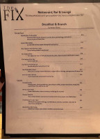 The Fix Restaurant, Bar And Lounge menu