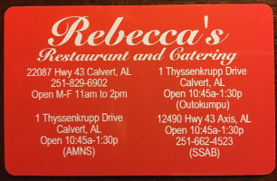 Rebecca's menu