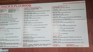 Coach's -b-que menu