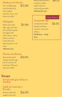 Pancho's Mexican Food menu