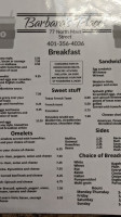 Barbara's Place menu