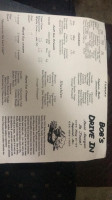 Bob's Drive In menu