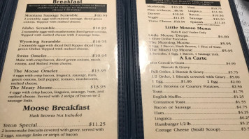 Mangy Moose Cafe menu