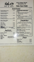 Halo's And Grill menu