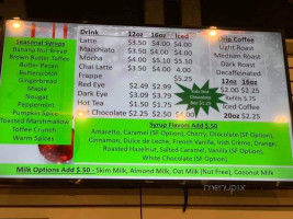 Sadie's Coffee Corner menu