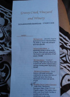 Grassy Creek Vineyard And Winery menu