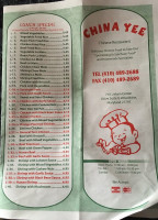 China Yee menu