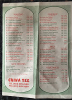 China Yee menu