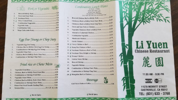 Li Yuen Chinese menu