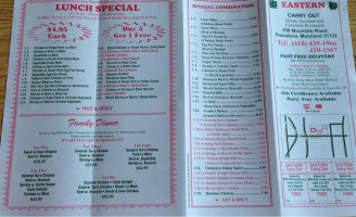 Eastern Carryout menu