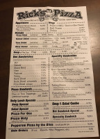 Rick's New York Style Pizza menu