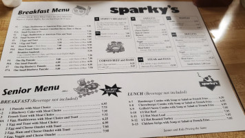 Sparky's Cafe menu