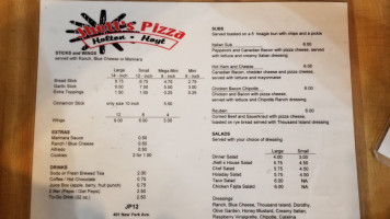 Jhett's Pizza menu