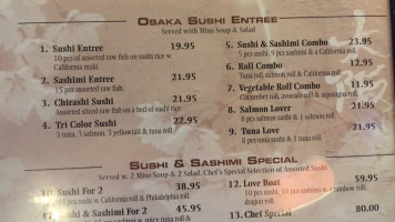 Osaka Sushi And Hibachi menu