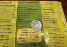 PHO CITY VIETNAM RESTAURANT menu