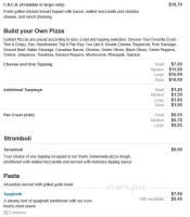 Pizza Village menu