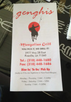 Genghis Mongolian Grill Sushi menu