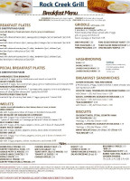 Rock Creek Grill menu