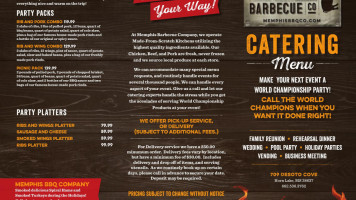 Memphis Barbecue Company menu