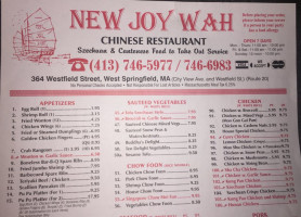 New Joy Wah menu