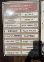 Medora Fudge Ice Cream Depot menu