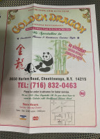 Golden Dragon menu