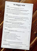 The Workshop Tavern menu