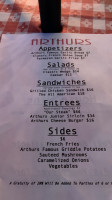 Arthur's Hoboken menu