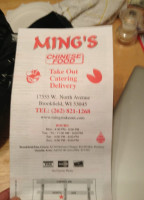 Mings Chinese Food menu