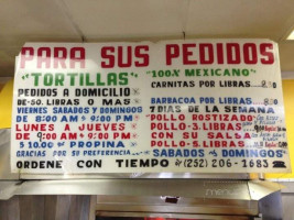 Las Palmas Tortilleria menu