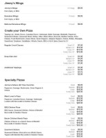 Jimmy's Pizza menu