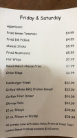 Cheeky's menu