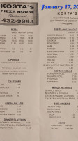 Kostas Pizza House menu