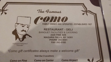 The Como And Lounge menu