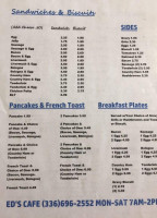 Ed's Hometown Cafe menu